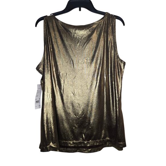 NY Collection Gold Metallic Sleeveless Top, Size 2X – Party Top, NWT [0196] - Picture 2 of 7